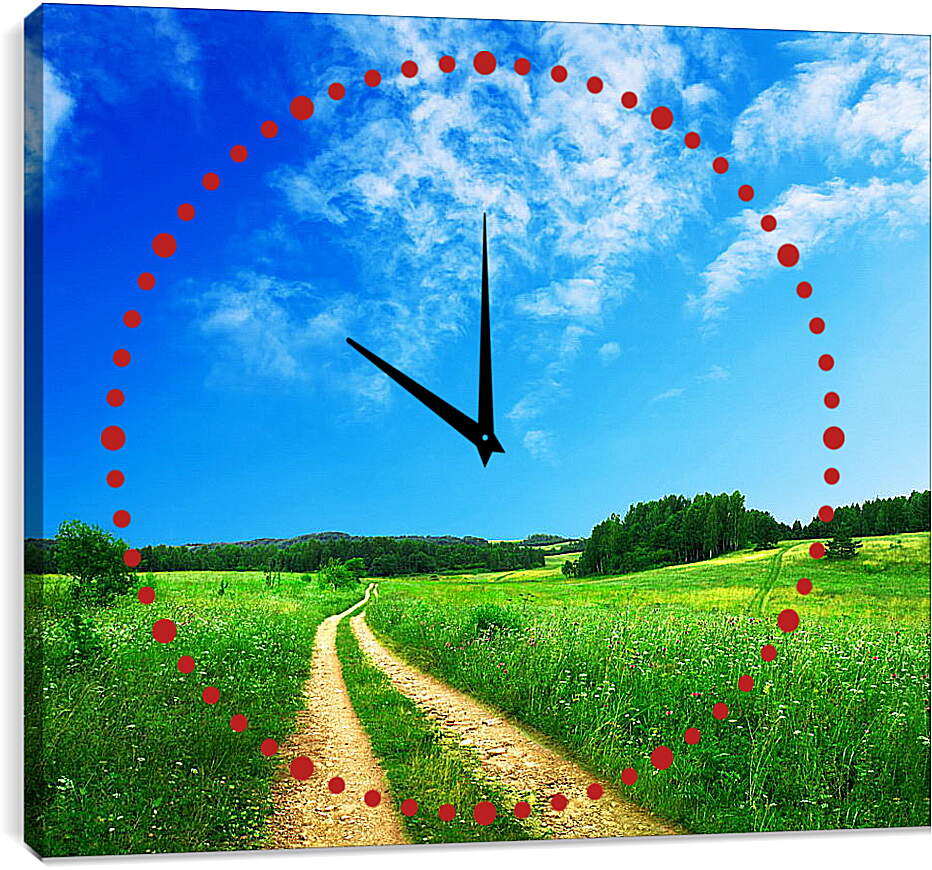 Часы картина - Дорога в поле
