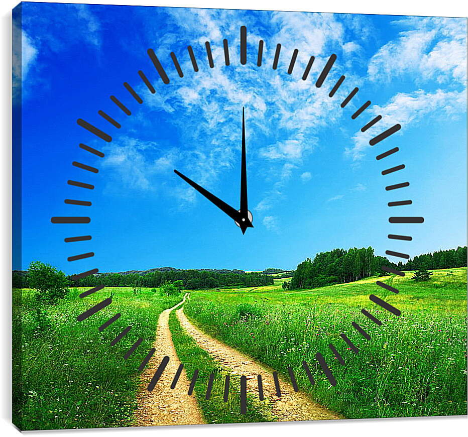 Часы картина - Дорога в поле
