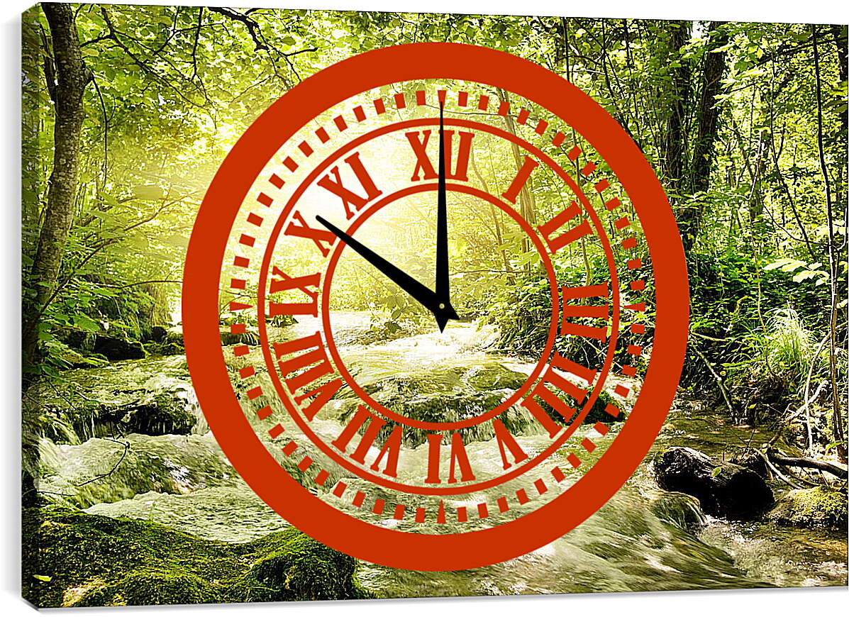 Часы картина - Ручей в лесу
