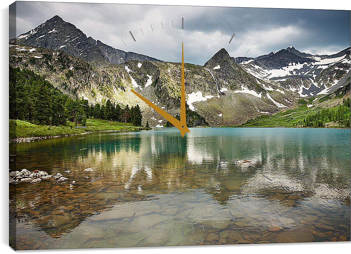Часы картина - Озеро в горах

