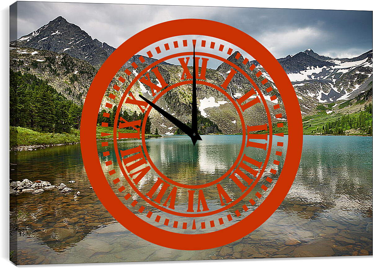 Часы картина - Озеро в горах
