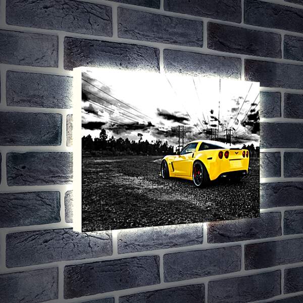 Лайтбокс световая панель - Желтая спортивная машина