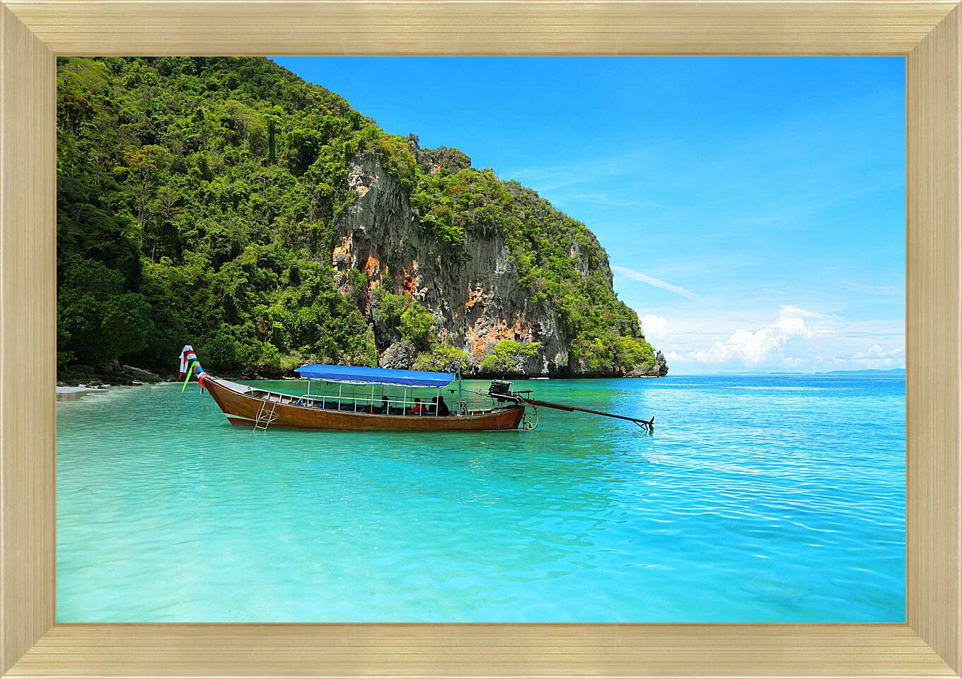 Картина в раме - Лодка у берега
