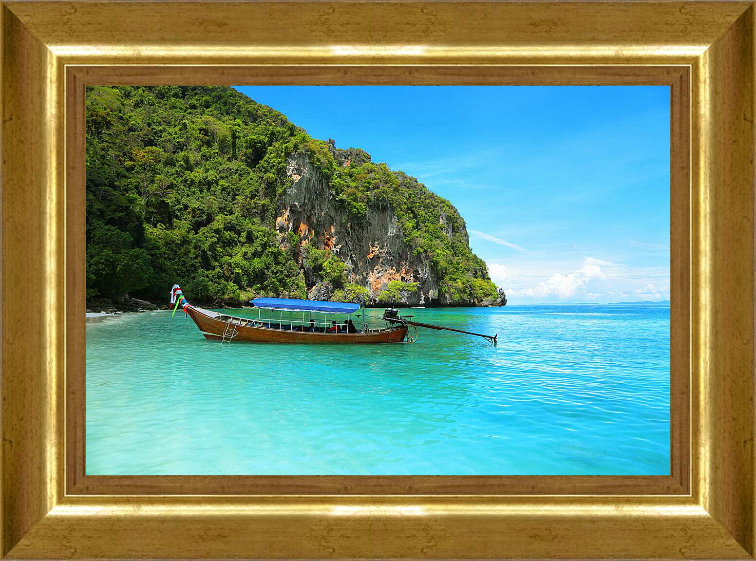 Картина в раме - Лодка у берега
