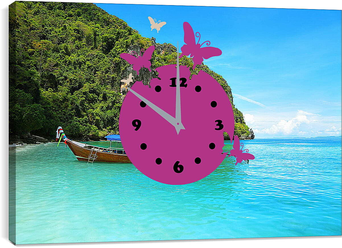 Часы картина - Лодка у берега
