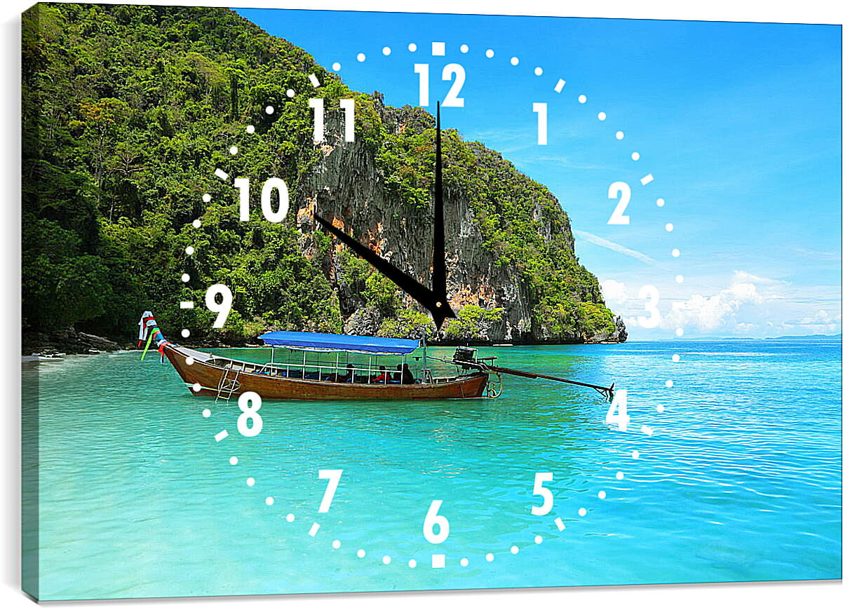 Часы картина - Лодка у берега
