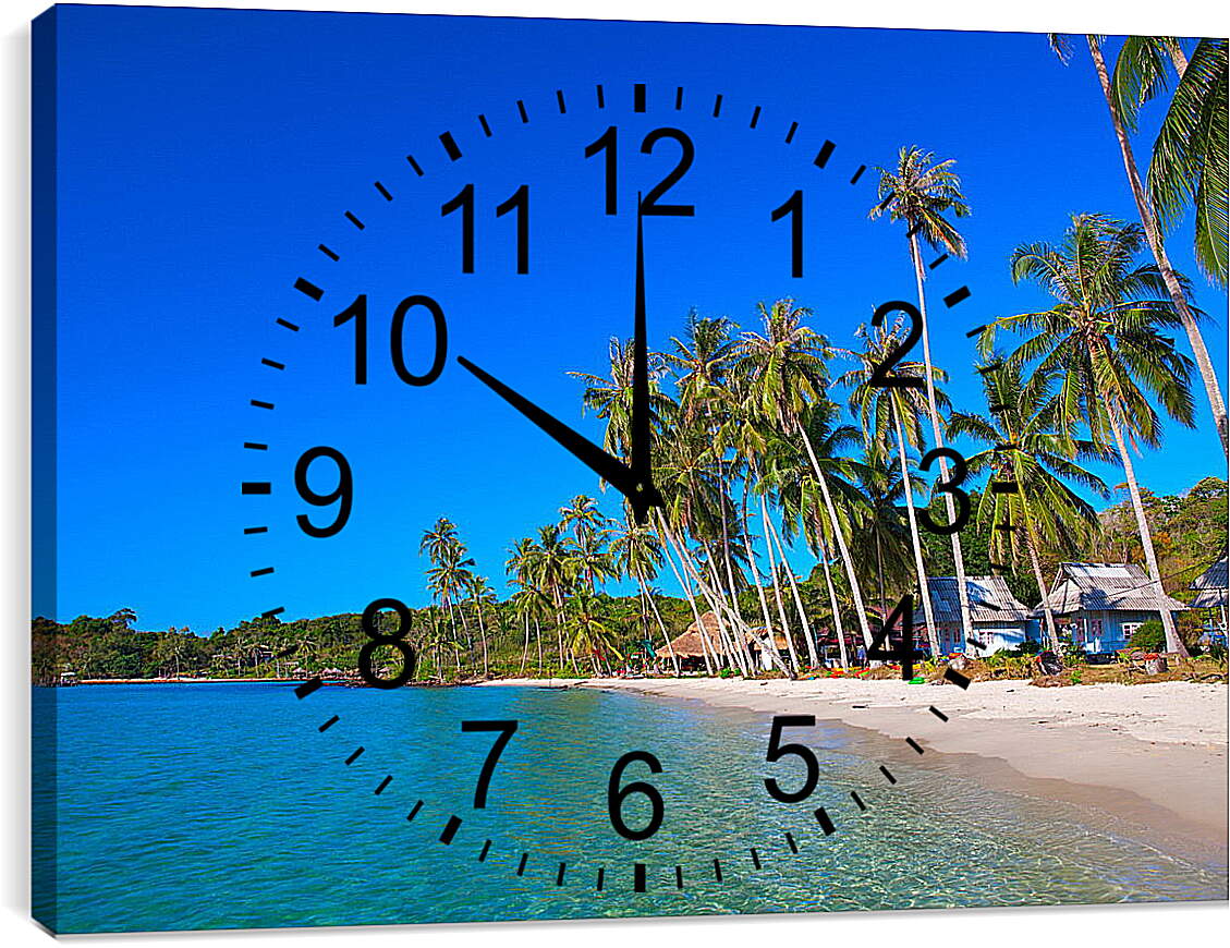 Часы картина - Деревня на побережье

