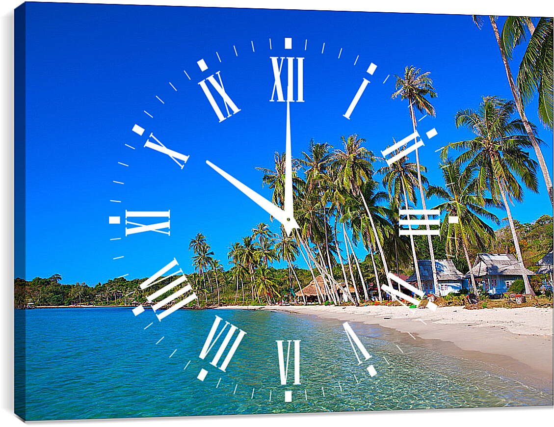 Часы картина - Деревня на побережье

