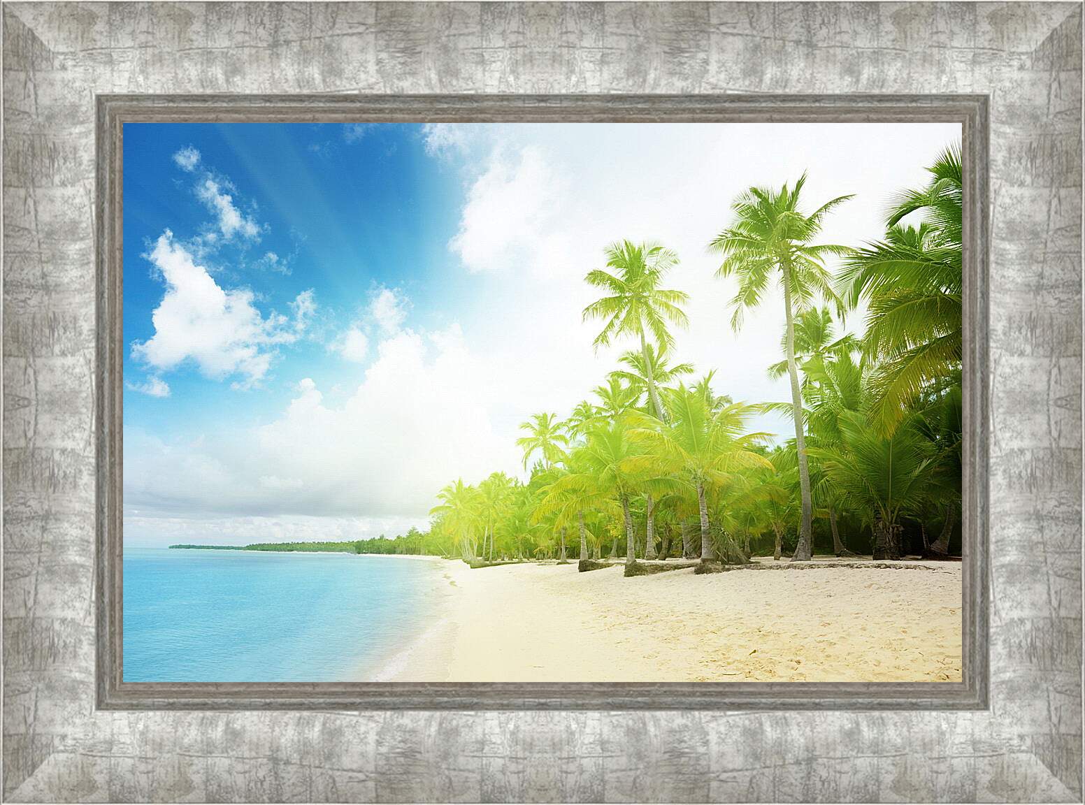 Картина в раме - Пальмы на пляже
