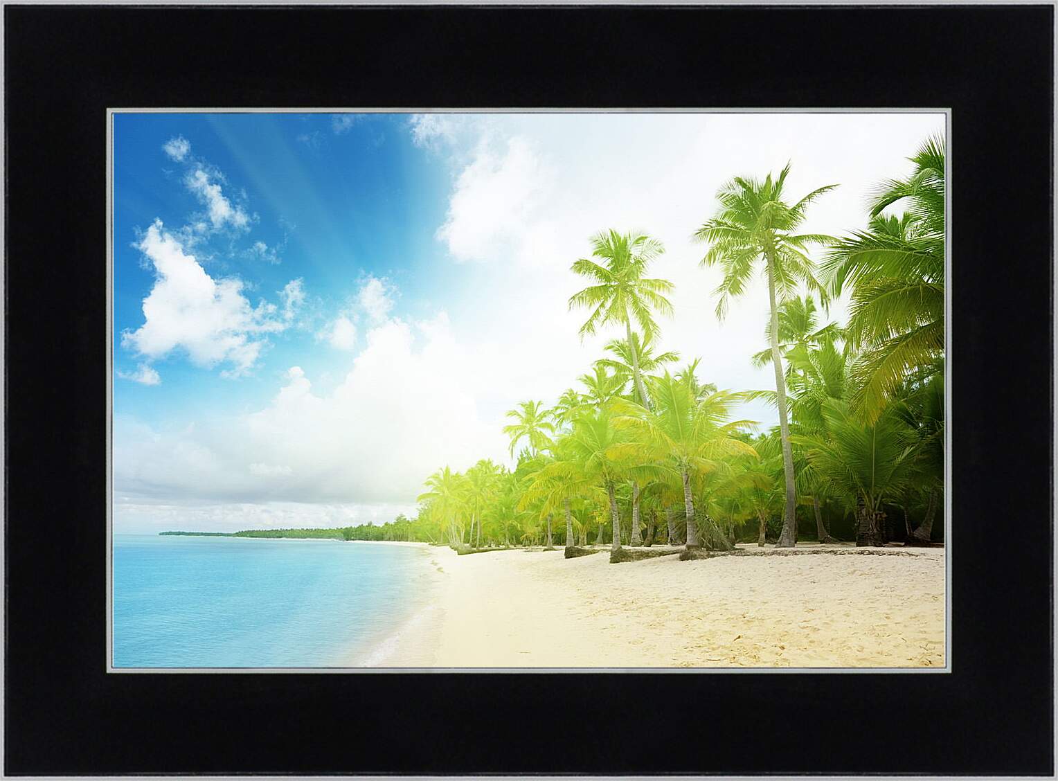 Картина в раме - Пальмы на пляже
