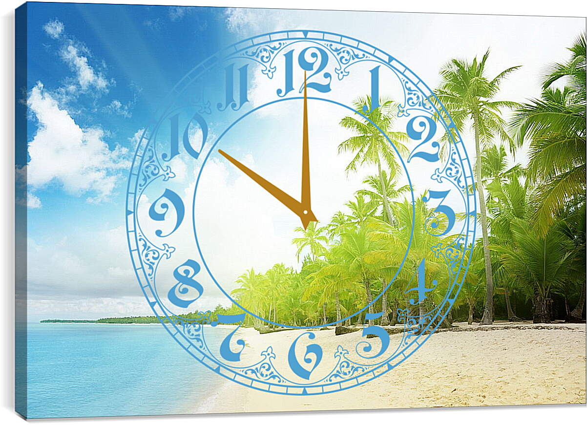 Часы картина - Пальмы на пляже
