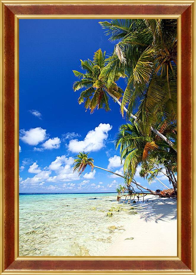 Картина в раме - Белый песок карибского берега
