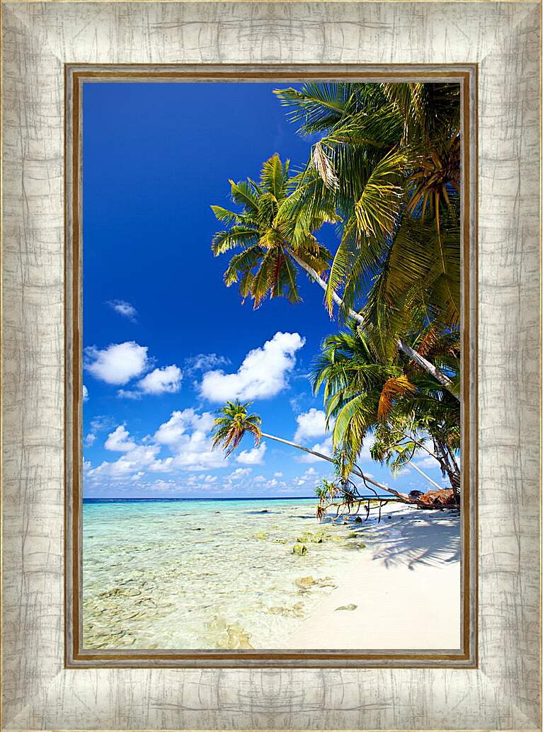 Картина в раме - Белый песок карибского берега
