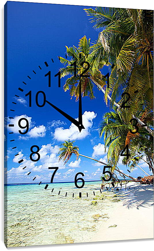 Часы картина - Белый песок карибского берега
