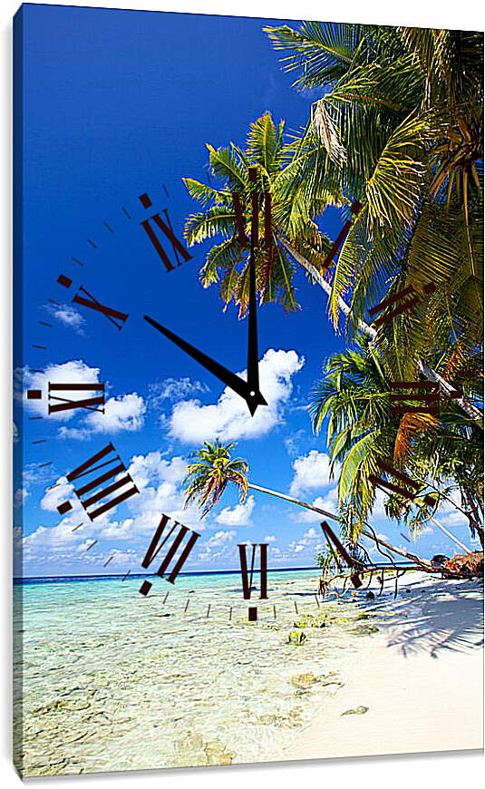 Часы картина - Белый песок карибского берега
