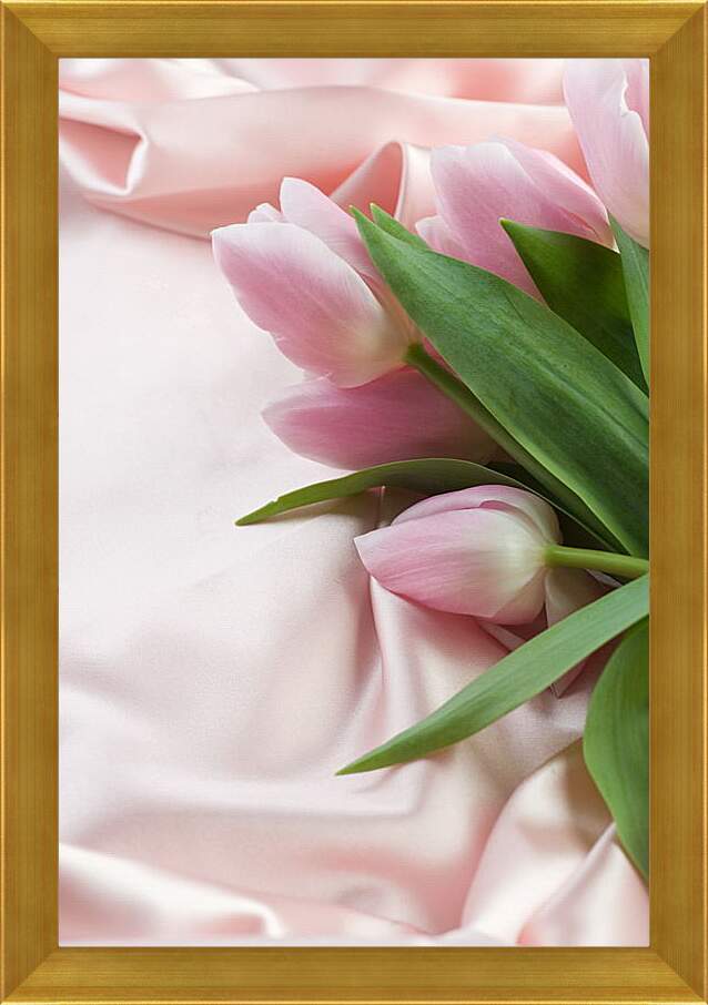 Картина в раме - Розовые тюльпаны
