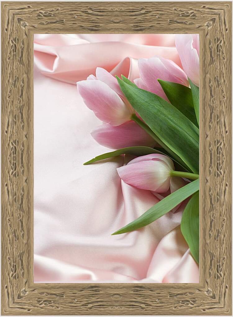 Картина в раме - Розовые тюльпаны
