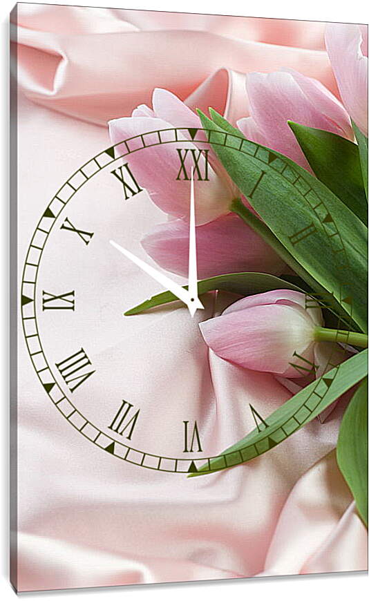 Часы картина - Розовые тюльпаны
