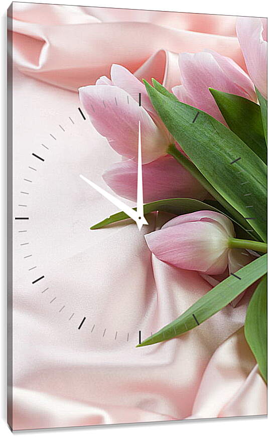 Часы картина - Розовые тюльпаны
