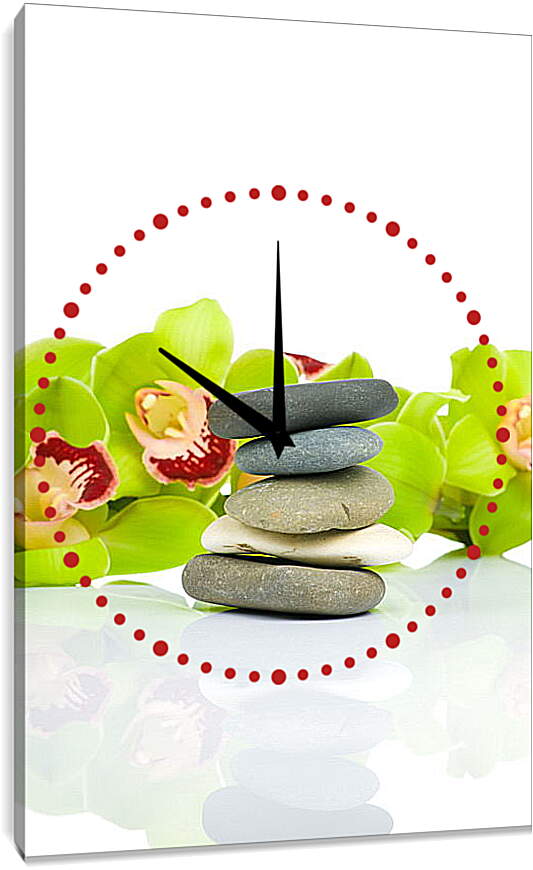 Часы картина - Орхидеи и камни
