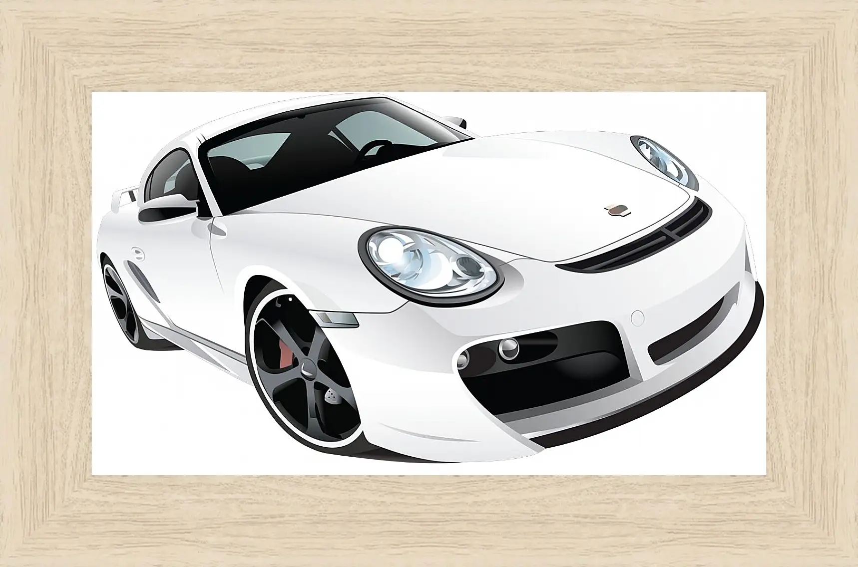 Картина в раме - Белый Porshe 911