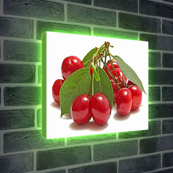 Лайтбокс световая панель - Вишня с зелёными листьями