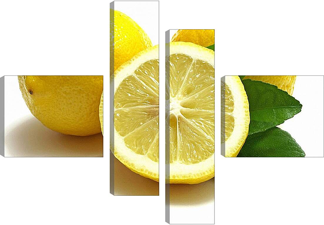Модульная картина - Лимоны и зелёные листья