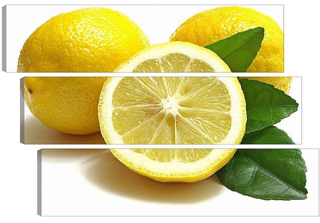 Модульная картина - Лимоны и зелёные листья
