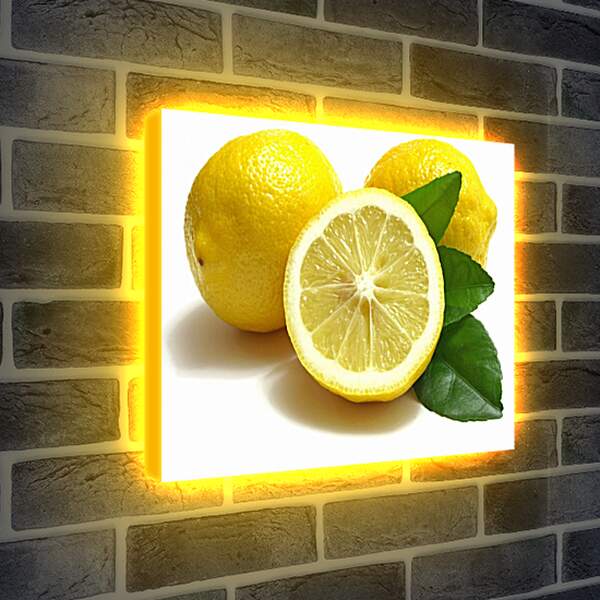Лайтбокс световая панель - Лимоны и зелёные листья