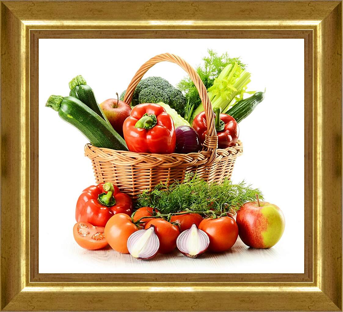 Картина в раме - Корзина с овощами