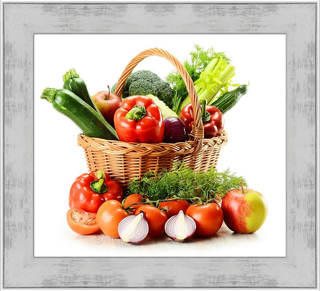 Картина в раме - Корзина с овощами