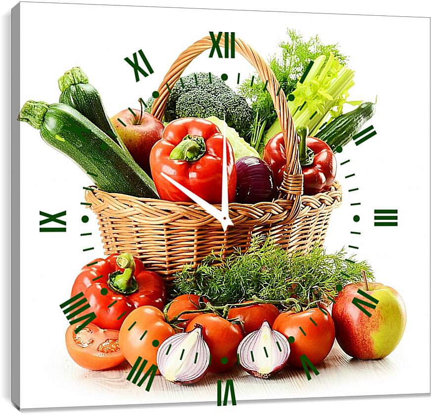 Часы картина - Корзина с овощами