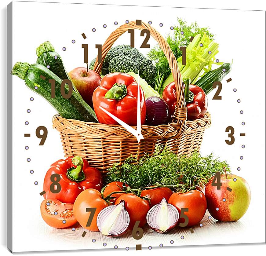 Часы картина - Корзина с овощами