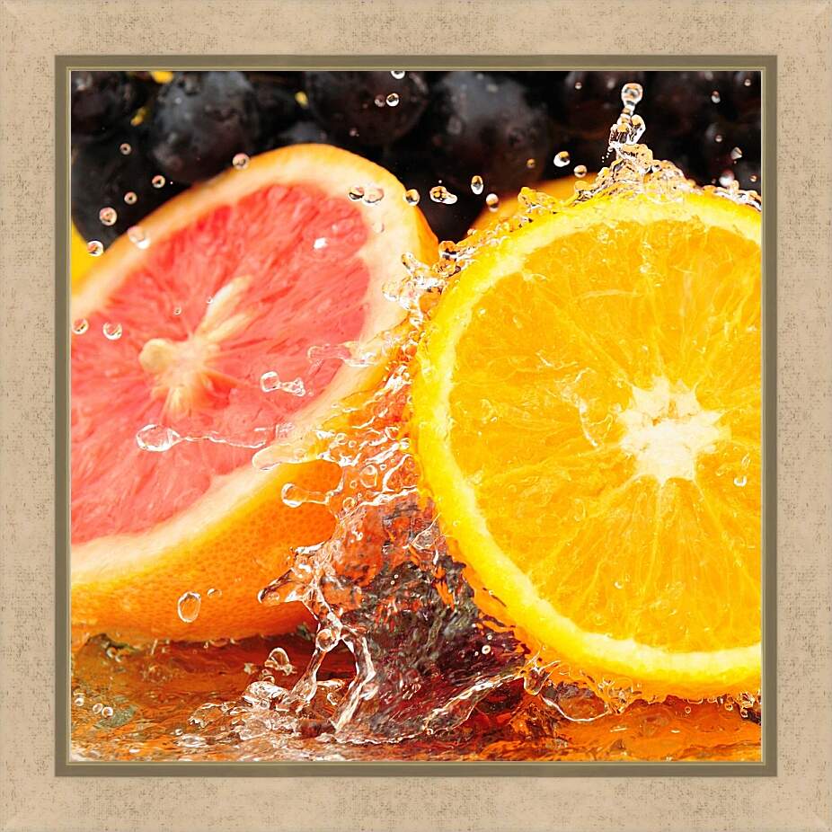 Картина в раме - Грейпфрут и апельсин
