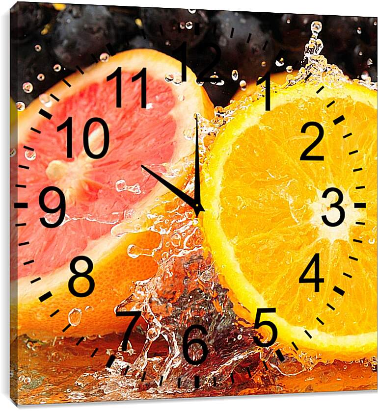 Часы картина - Грейпфрут и апельсин