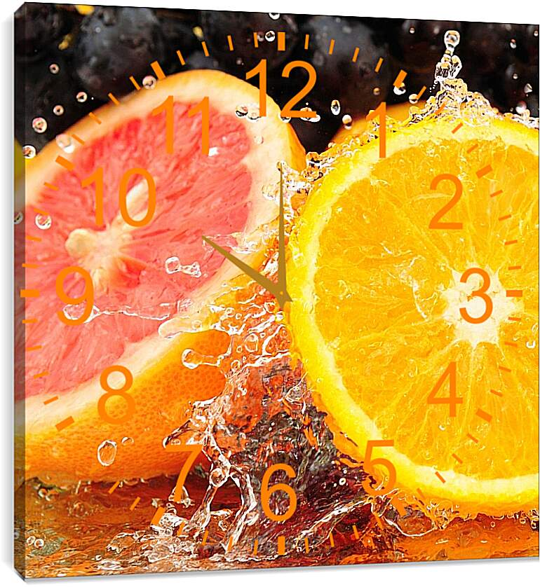 Часы картина - Грейпфрут и апельсин