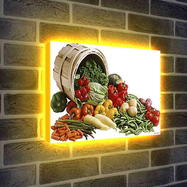 Лайтбокс световая панель - Набор овощей рассыпанных с ведра
