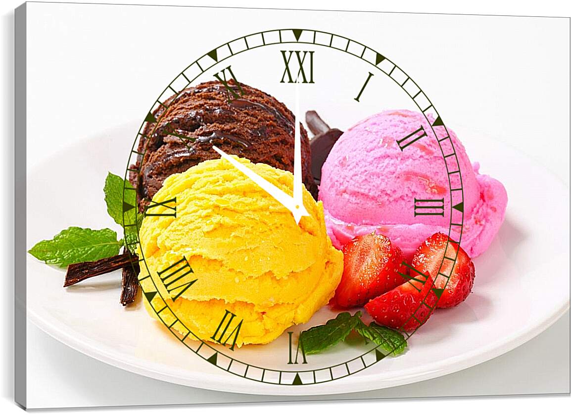 Часы картина - Мороженое разноцветное