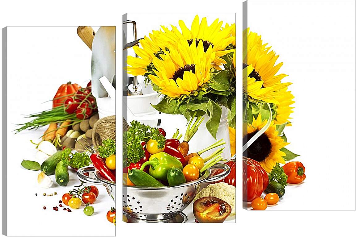 Модульная картина - Подсолнухи и овощи