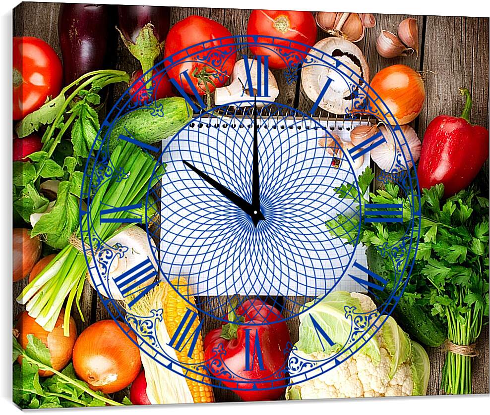 Часы картина - Овощи и зелень