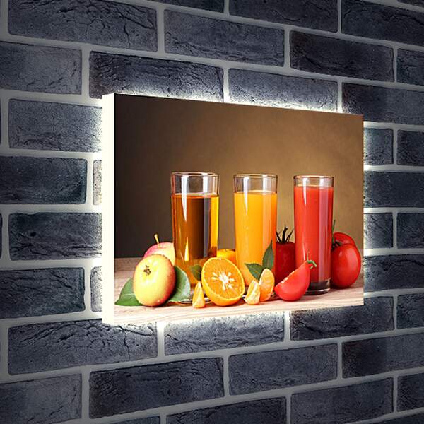 Лайтбокс световая панель - Фреш в трёх стаканах