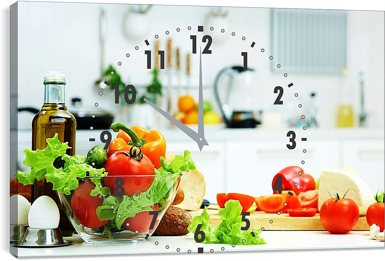Часы картина - Овощи на кухне