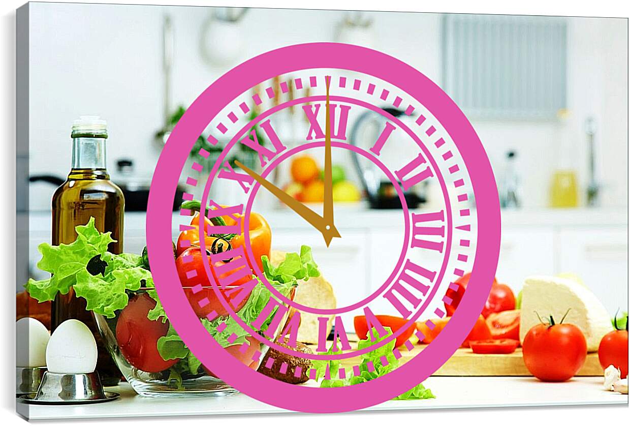 Часы картина - Овощи на кухне