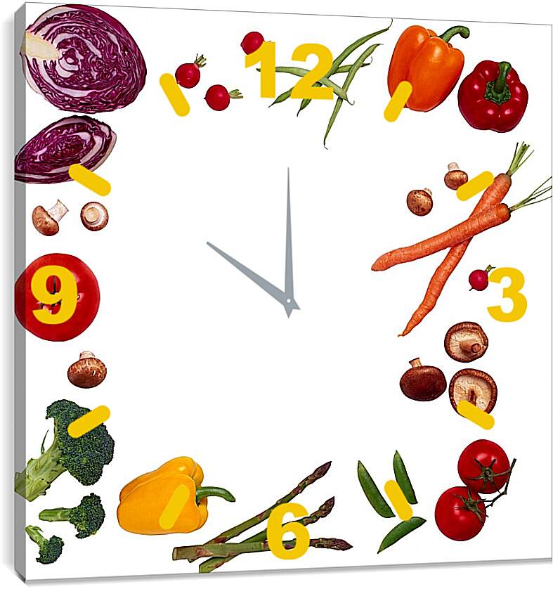 Часы картина - Рамка из овощей