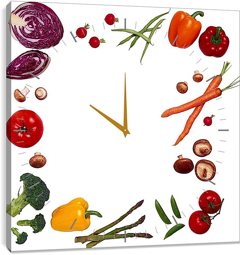 Часы картина - Рамка из овощей