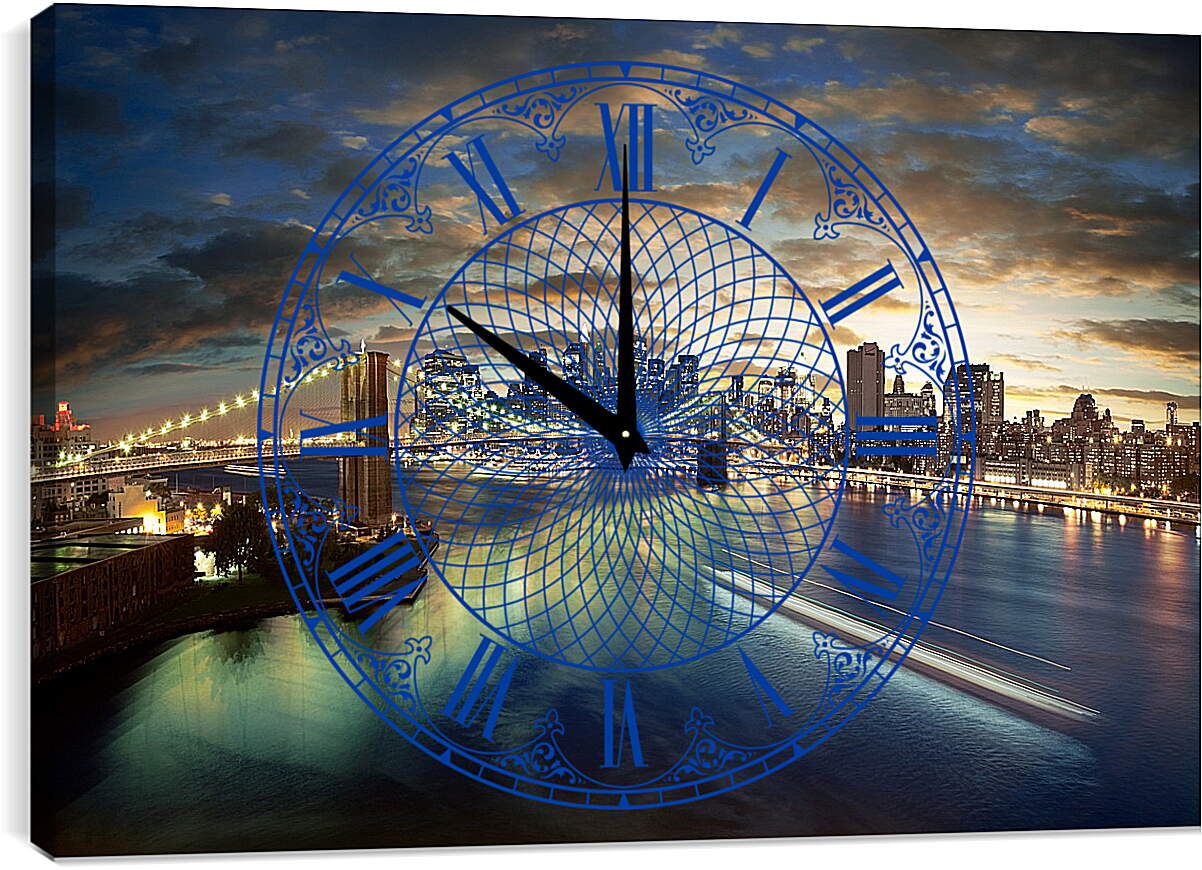 Часы картина - Ночной Нью-Йорк
