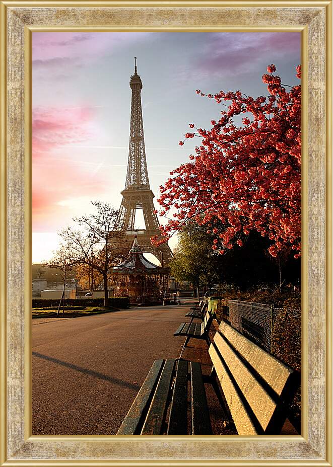 Картина в раме - Париж. Эйфелева башня.