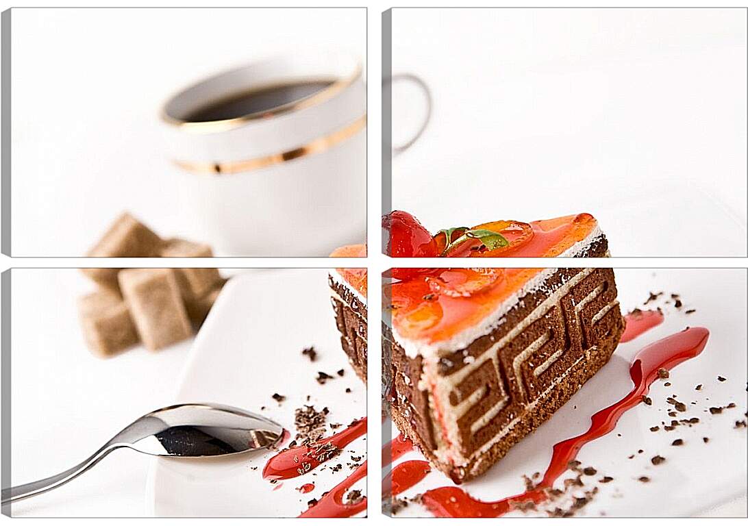 Модульная картина - Кофе и торт