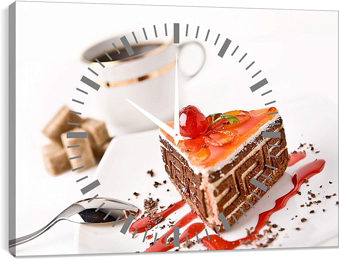 Часы картина - Кофе и торт