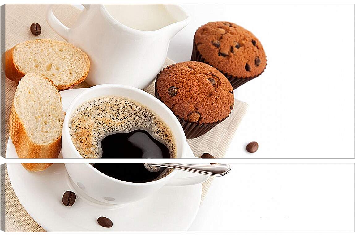 Модульная картина - Кофе и кекс